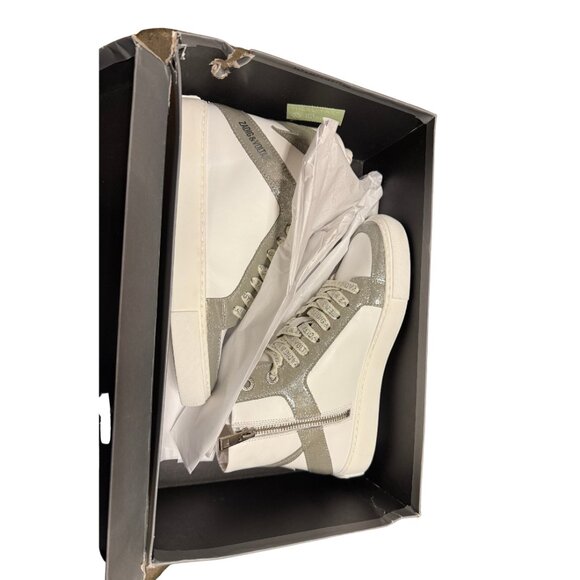 Zadig & Voltaire ZV1747 High Flash High-Top Sneakers Silver - Picture 15 of 16